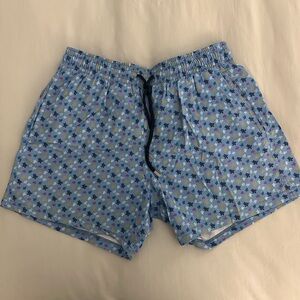 Vilebrequin Men’s Turtle Print Swim Trunks – Light Blue (Size L)